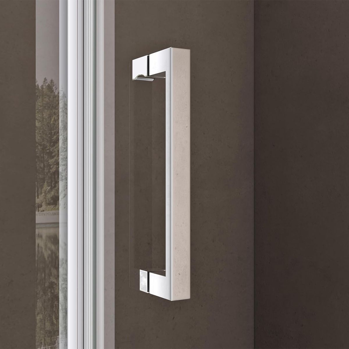Duschkabine mit Festwand und Pendeltür, 8 mm Sicherheitsglas, Profil und Griff in Chrom, Maße: 90–100 x 90–100 cm, Ego-36