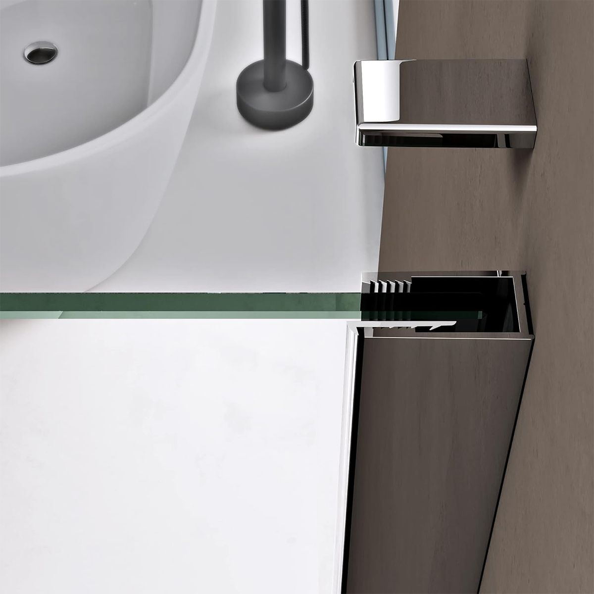 Duschkabine mit Festwand und Pendeltür, 8 mm Sicherheitsglas, Profil und Griff in Chrom, Maße: 90–100 x 90–100 cm, Ego-36