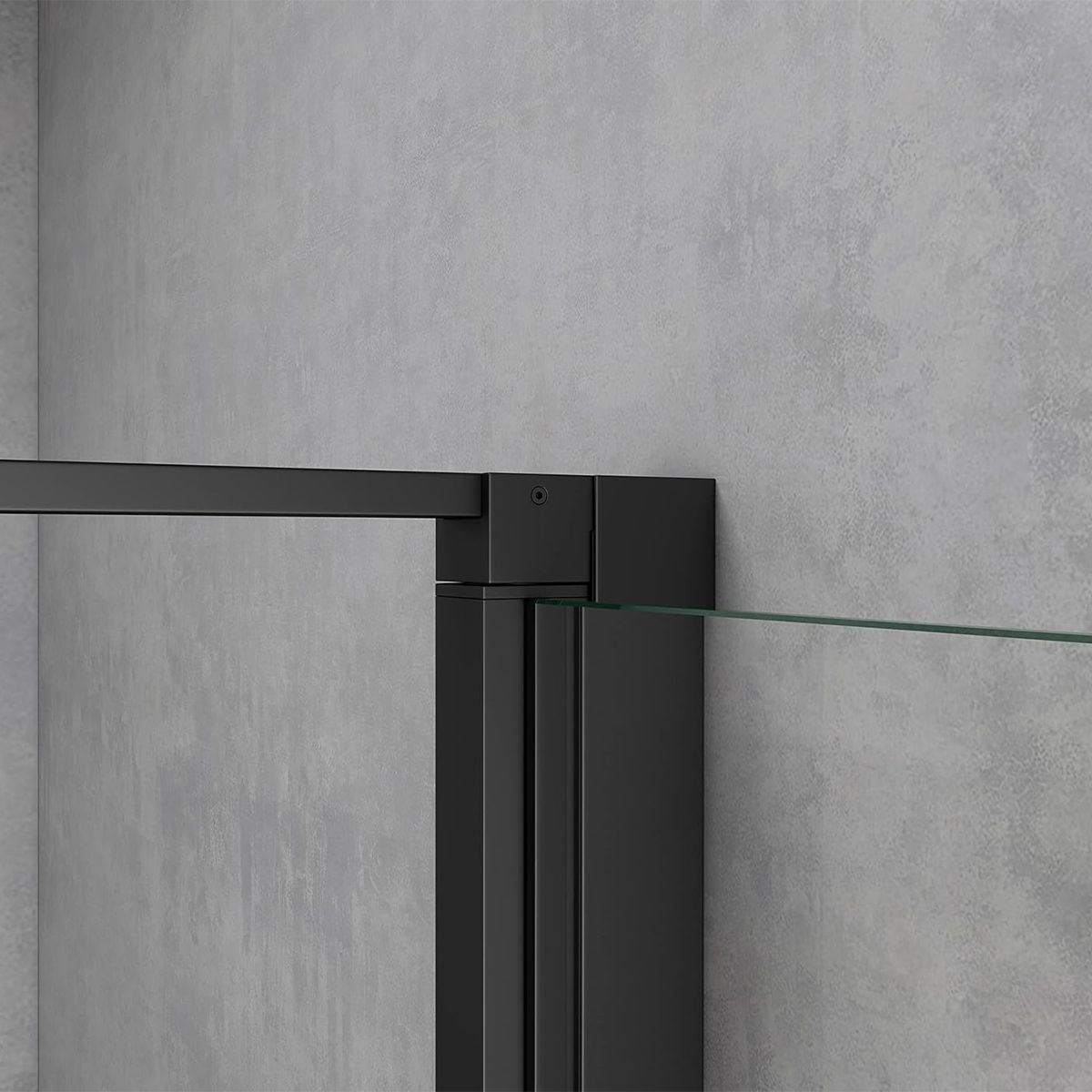 Duschkabine mit Festwand und Pendeltür, 8 mm Sicherheitsglas, Profil und Griff in Schwarz, Maße: 90–100 x 90–100 cm, Ego-36