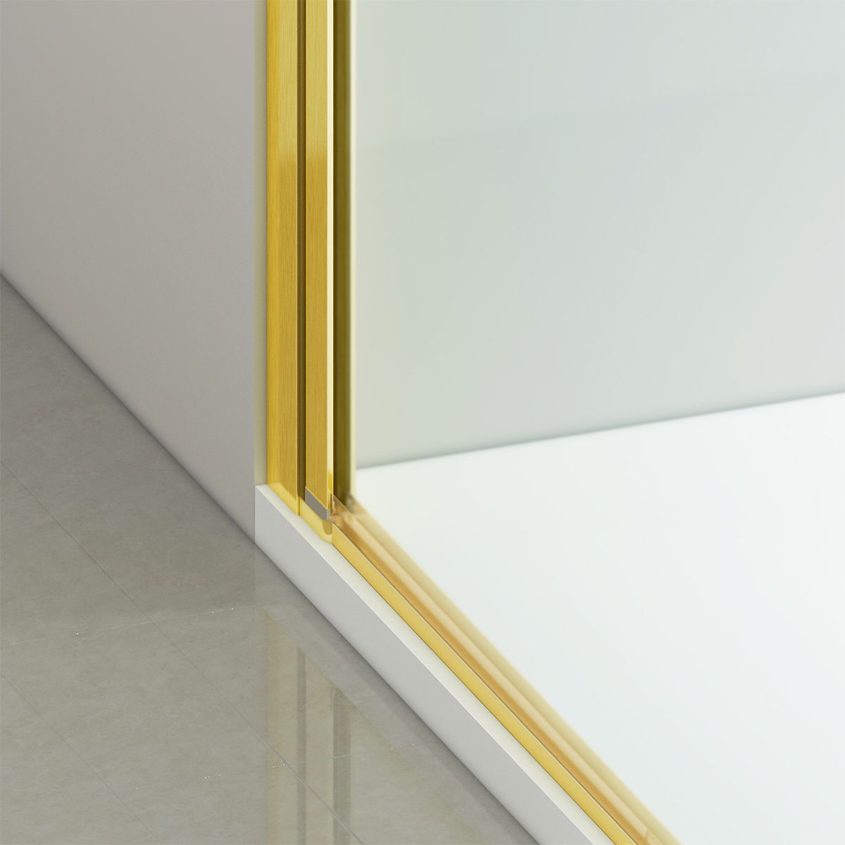 Duschkabine, 6 mm Sicherheitsglas, Transparent, Mattgold, 2 Drehtüren, Größen 70, 80, 90 x 195 cm, Hera