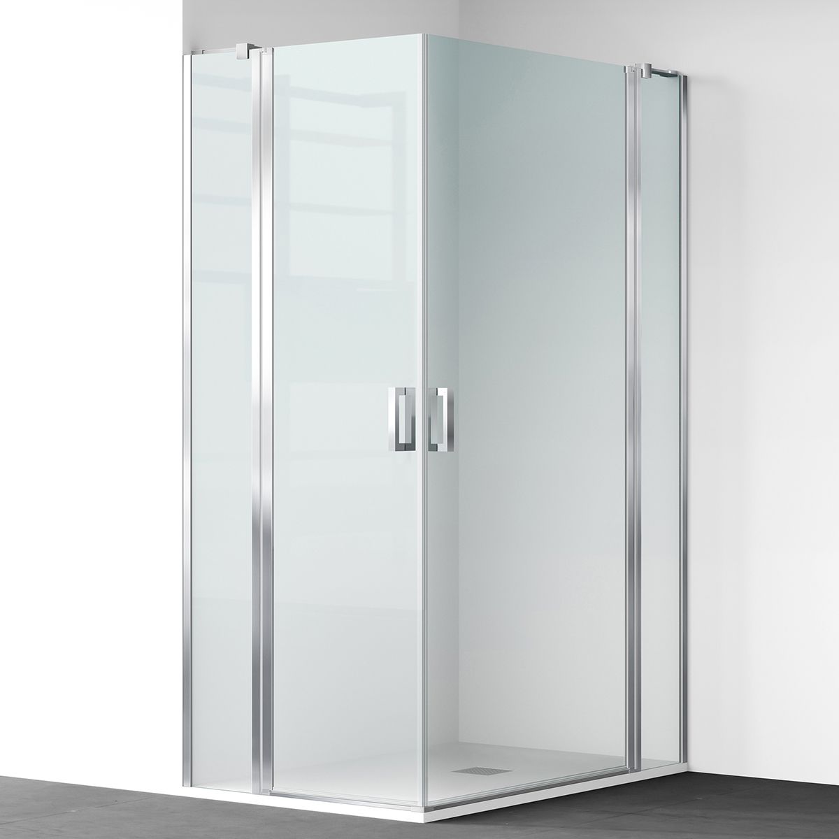 Duschkabine, Sicherheitsglas 6 mm, Transparent, Chrom, 2 Pendeltüren, Maße: 80–90×120 cm, Axis