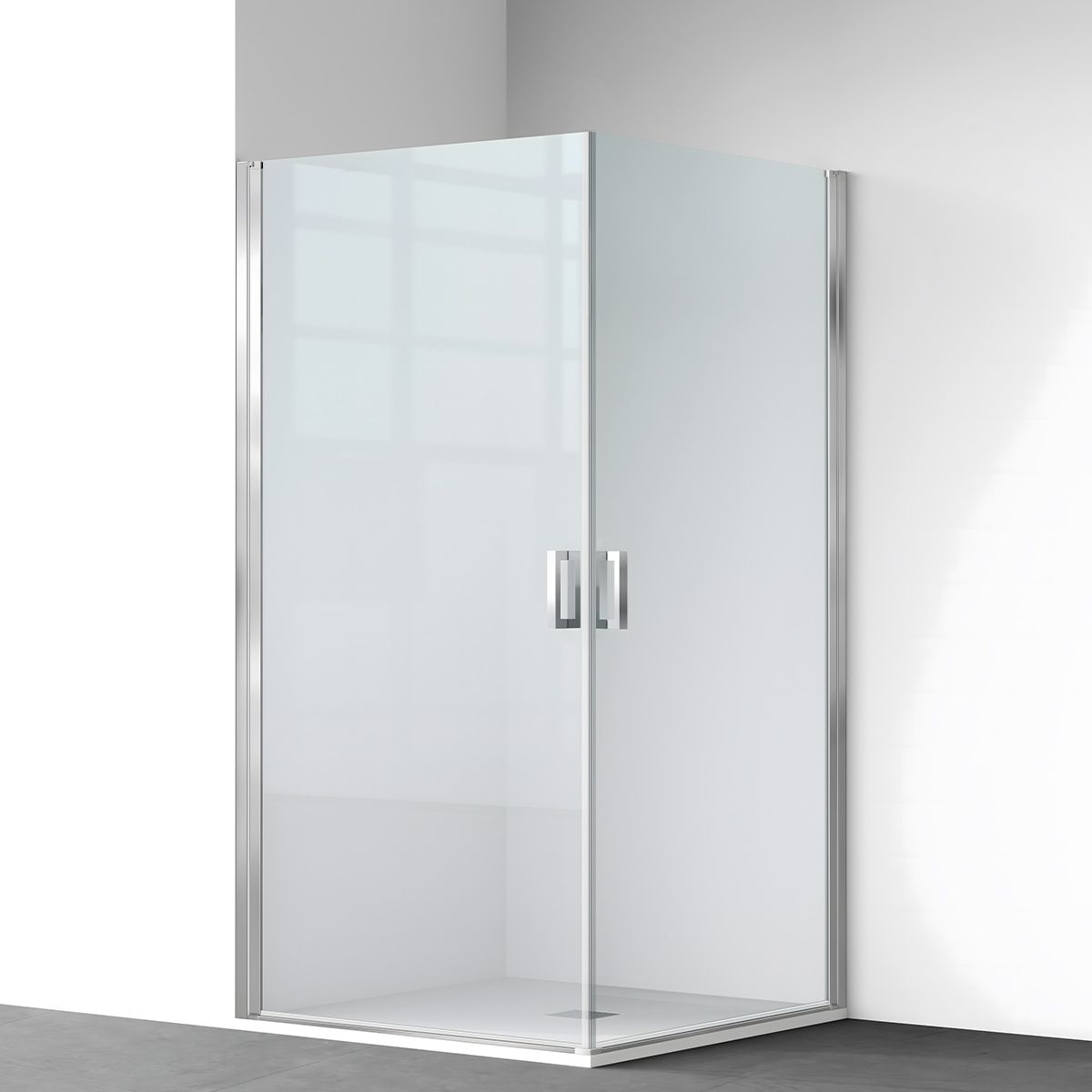 Duschkabine, 6 mm Sicherheitsglas, Transparent, Chrom, 2 Drehtüren, Größen 70, 80, 90 x 195 cm, Hera