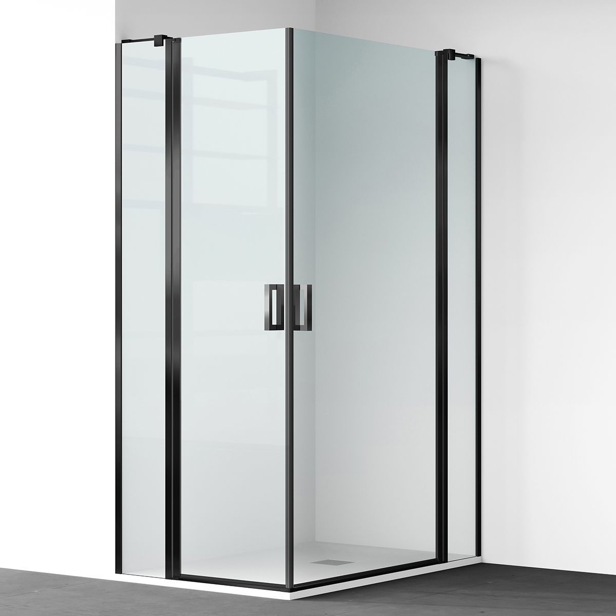 Duschkabine, Sicherheitsglas 6 mm, Transparent, Schwarz, 2 Pendeltüren, Maße: 80–90×120 cm, Axis