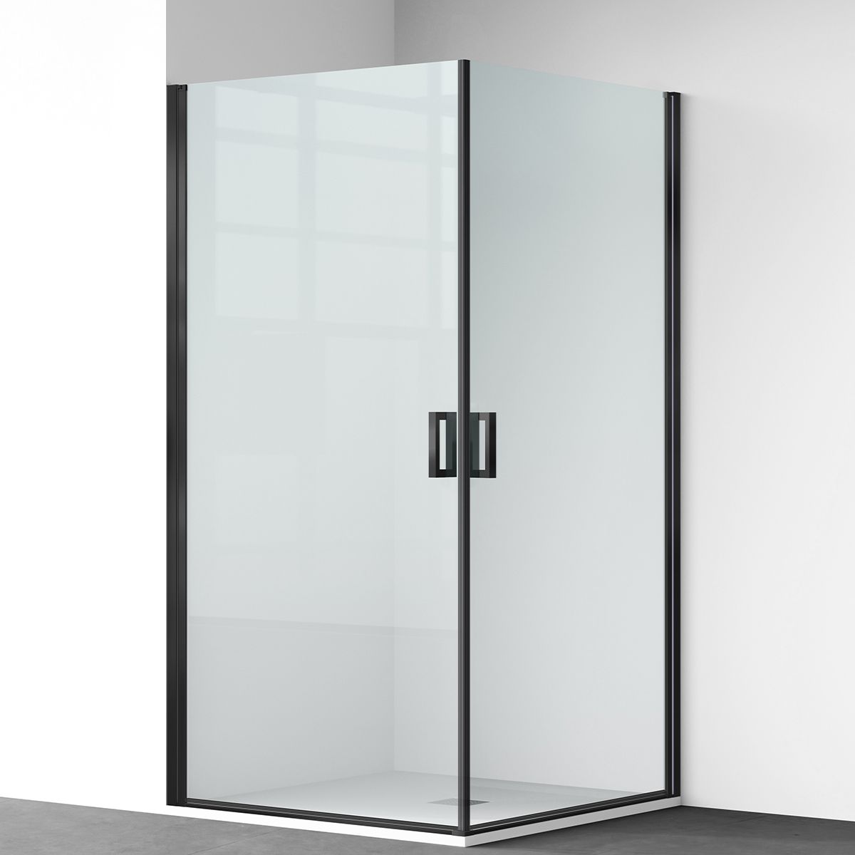 Duschkabine, 6 mm Sicherheitsglas, Transparent, Mattschwarz, 2 Drehtüren, Größen 70, 80, 90 x 195 cm, Hera