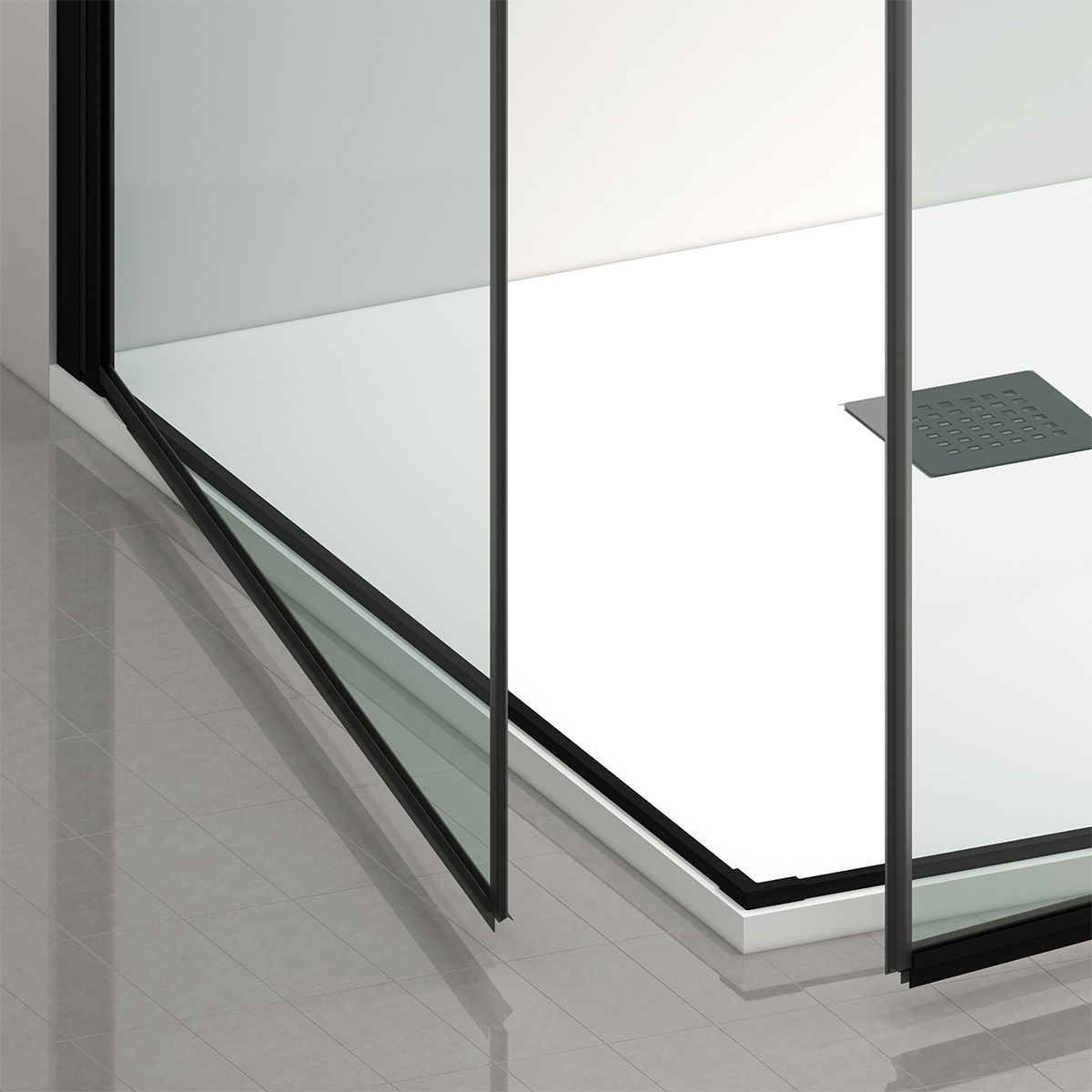 Duschkabine, 6 mm Sicherheitsglas, Transparent, Mattschwarz, 2 Drehtüren, Größen 70, 80, 90 x 195 cm, Hera