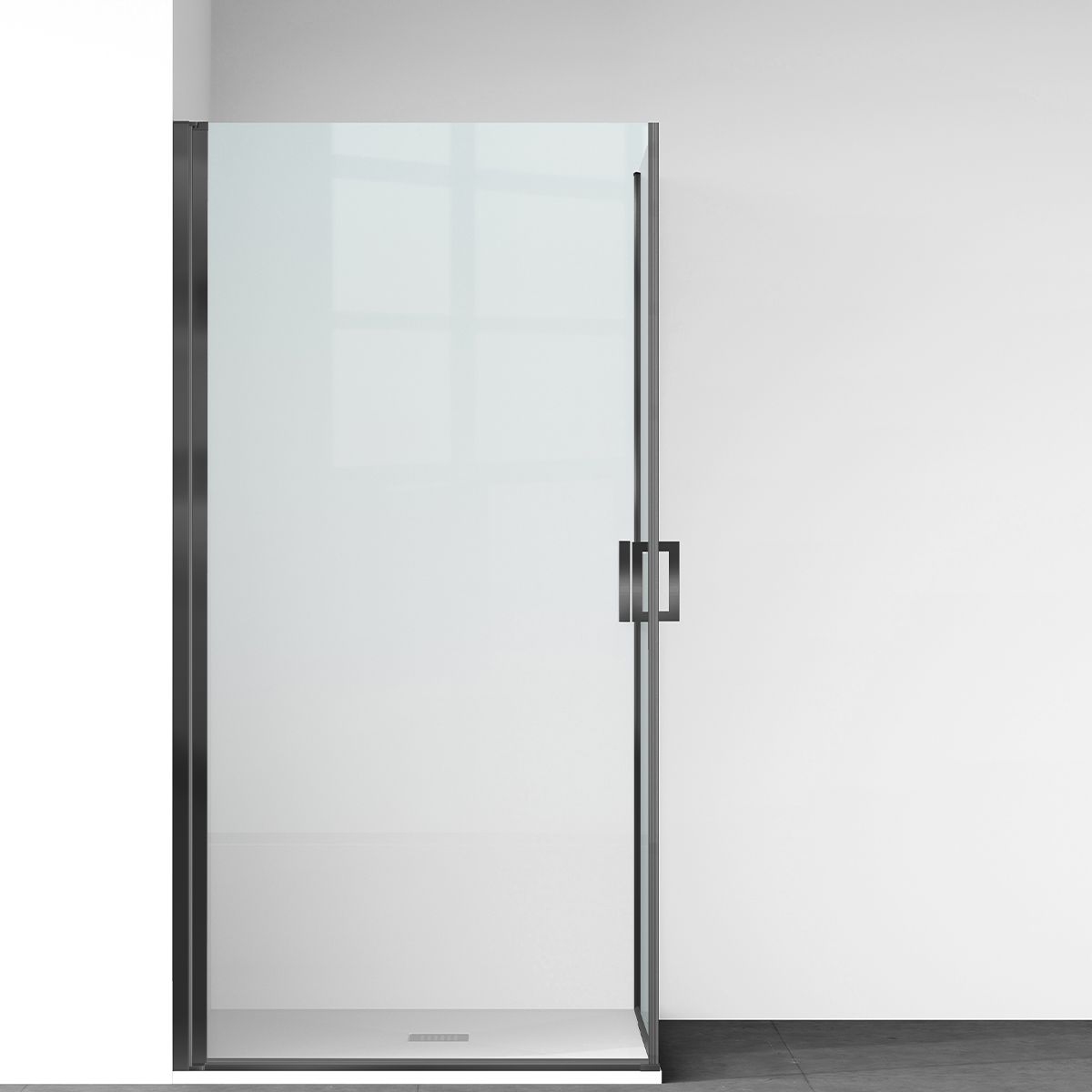 Duschkabine, 6 mm Sicherheitsglas, Transparent, Mattschwarz, 2 Drehtüren, Größen 70, 80, 90 x 195 cm, Hera