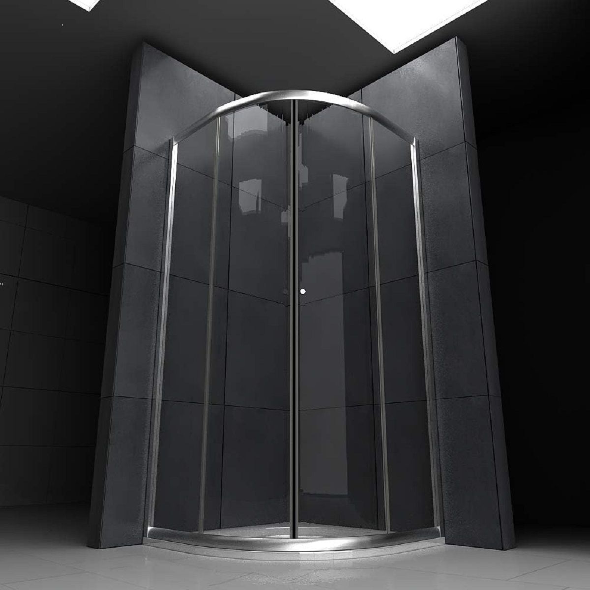 Duschkabine, Schiebetüren, Chrom, 6 mm Glas, 90 x 90 x 190 cm, ohne Duschwanne, Nano Easy Clean, Timon
