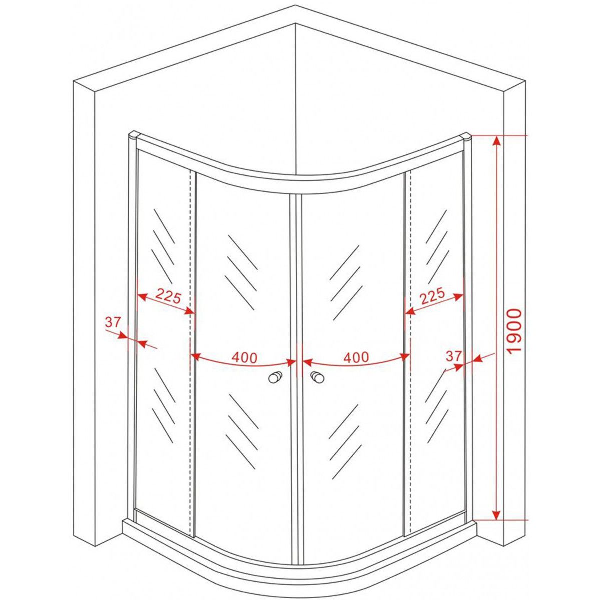 Duschkabine, Schiebetüren, Chrom, 6 mm Glas, 90 x 90 x 190 cm, ohne Duschwanne, Nano Easy Clean, Timon