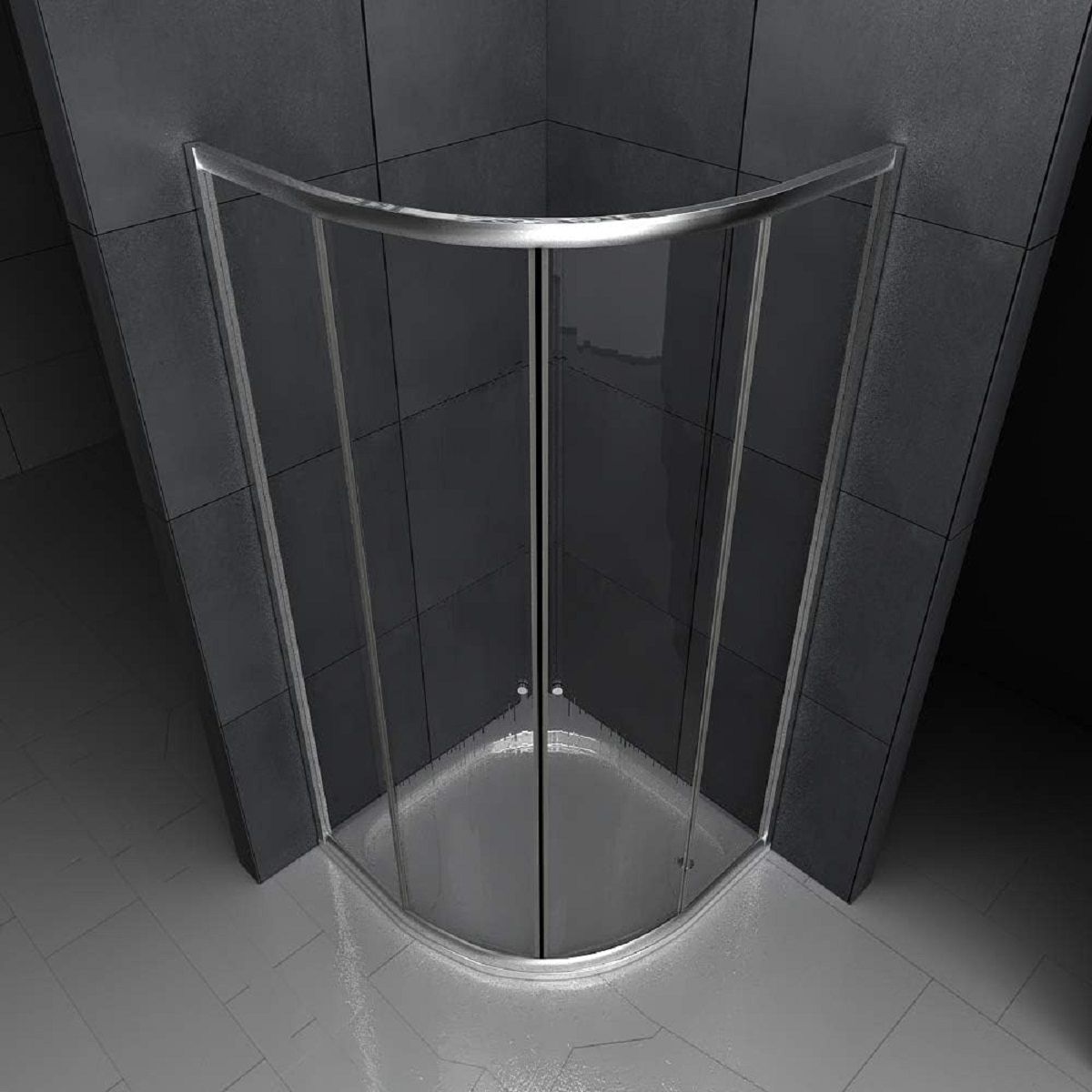 Duschkabine, Schiebetüren, Chrom, 6 mm Glas, 90 x 90 x 190 cm, ohne Duschwanne, Nano Easy Clean, Timon