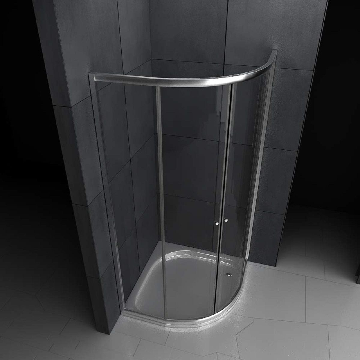 Duschkabine, Schiebetüren, Chrom, 6 mm Glas, 90 x 90 x 190 cm, ohne Duschwanne, Nano Easy Clean, Timon
