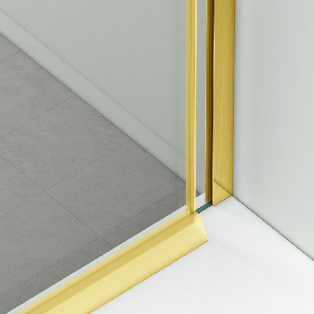 Duschkabine, 2 Schiebetüren, 6 mm Sicherheitsglas, 80-100 x 80-100 cm, mattgoldenes Profil, Medea