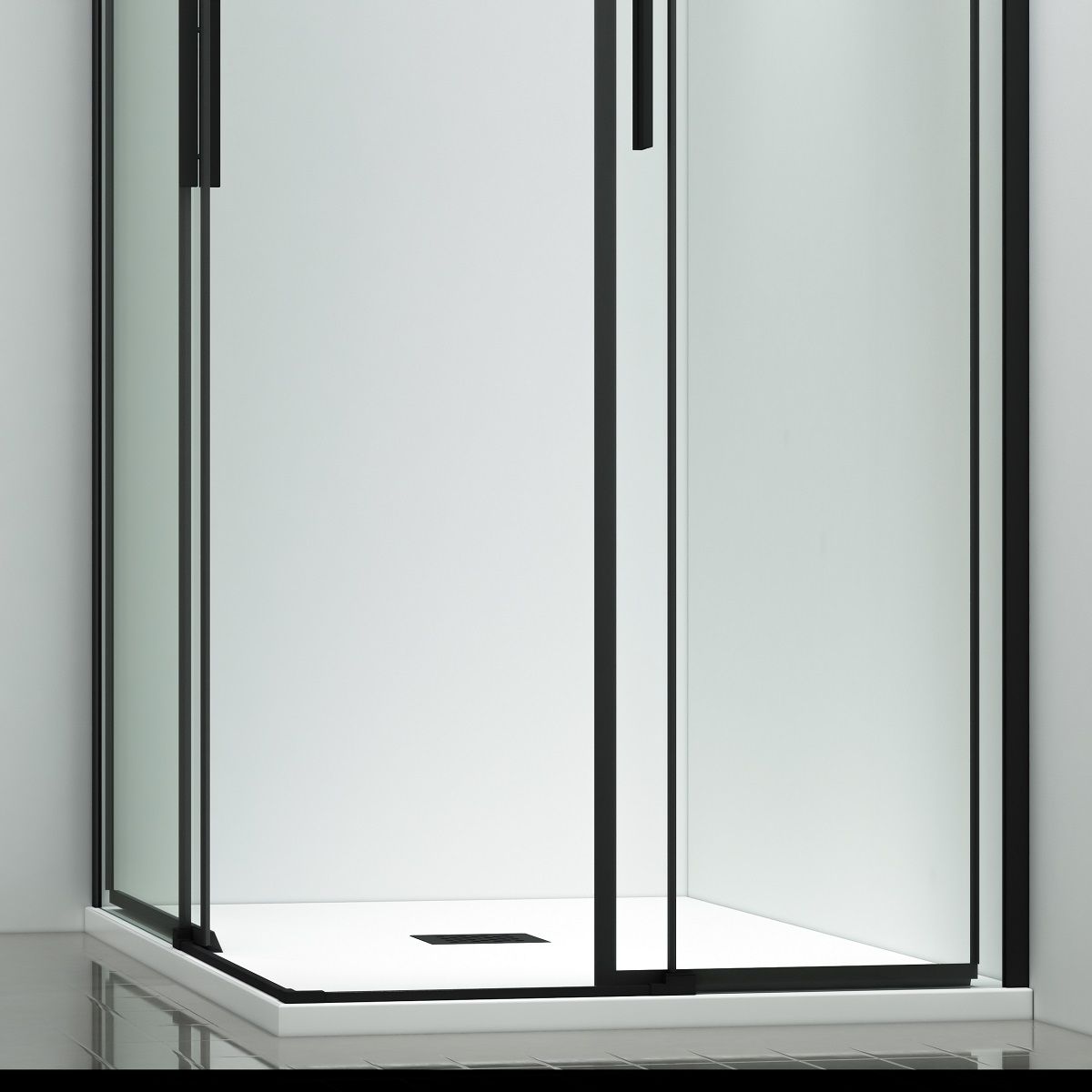 Duschkabine, 2 Schiebetüren, 6 mm Sicherheitsglas, 80–100 x 80–100 cm, mattschwarzes Profil, Medea