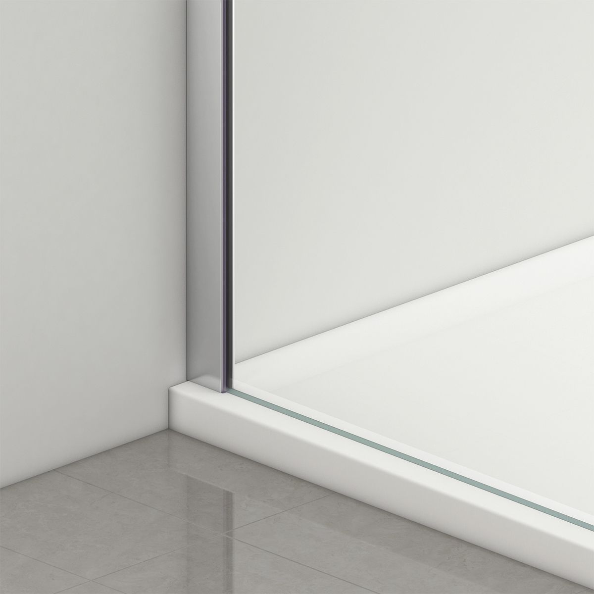 Duschkabine, fester Wand und Schiebetür, 6 mm Sicherheitsglas, 70-90 x 100-160 cm, Profil und Griff in Chrom, Hanes