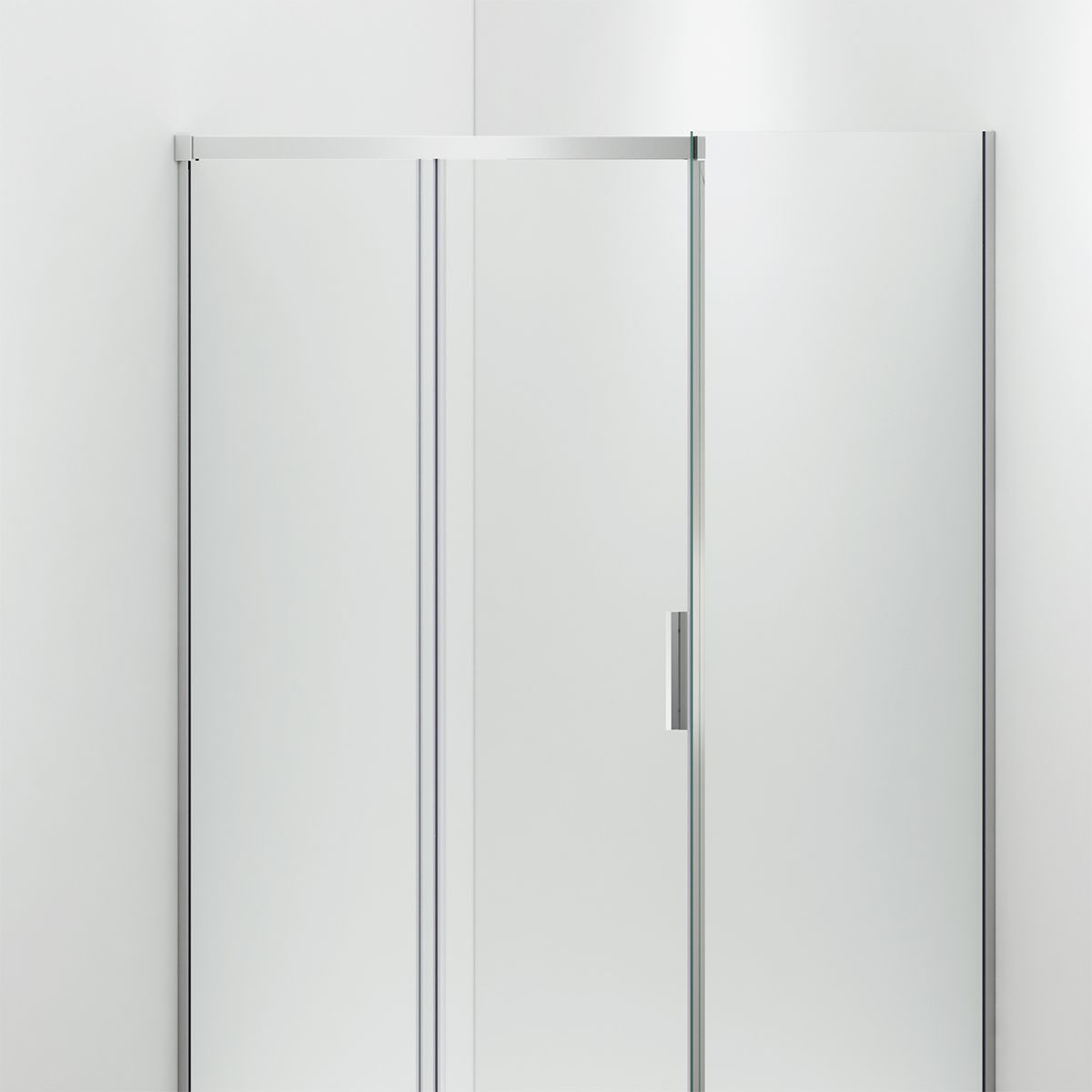 Duschkabine, fester Wand und Schiebetür, 6 mm Sicherheitsglas, 70-90 x 100-160 cm, Profil und Griff in Chrom, Hanes