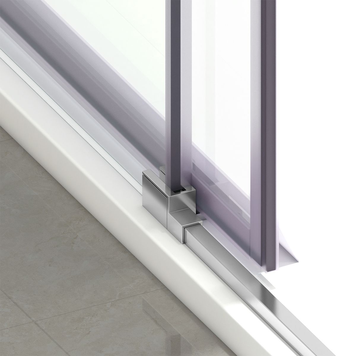 Duschkabine, fester Wand und Schiebetür, 6 mm Sicherheitsglas, 70-90 x 100-160 cm, Profil und Griff in Chrom, Hanes
