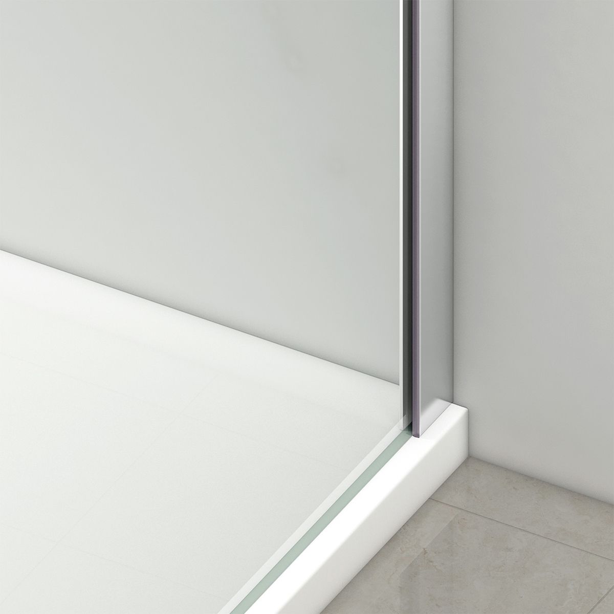 Duschkabine, fester Wand und Schiebetür, 6 mm Sicherheitsglas, 70-90 x 100-160 cm, Profil und Griff in Chrom, Hanes