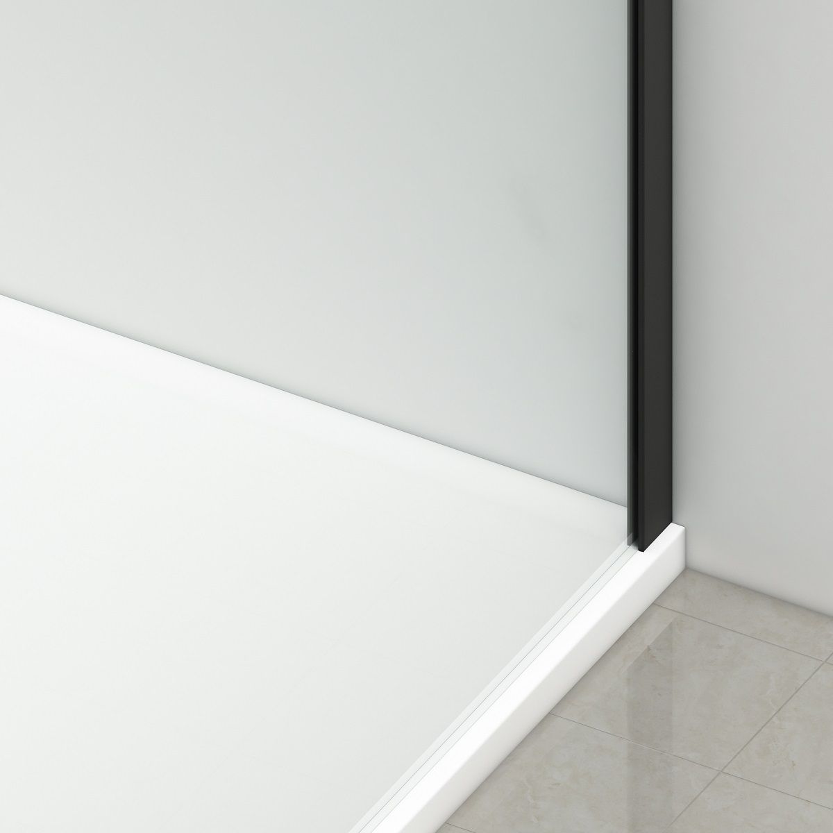 Duschkabine, fester Wand und Schiebetür, 6 mm Sicherheitsglas, 70–90 x 100–180 cm, Profil und Griff in Mattschwarz, Hanes