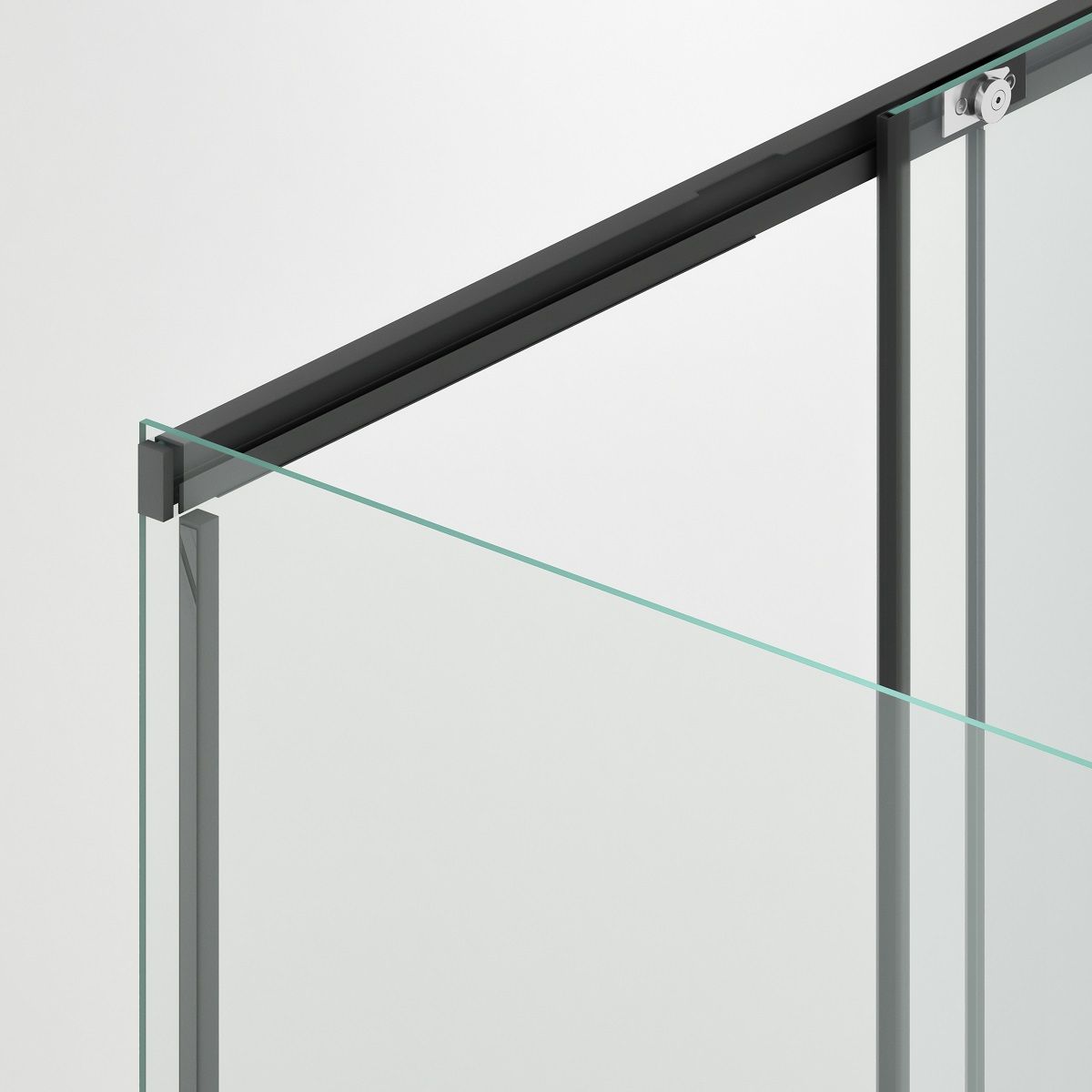 Duschkabine, fester Wand und Schiebetür, 6 mm Sicherheitsglas, 70–90 x 100–180 cm, Profil und Griff in Mattschwarz, Hanes