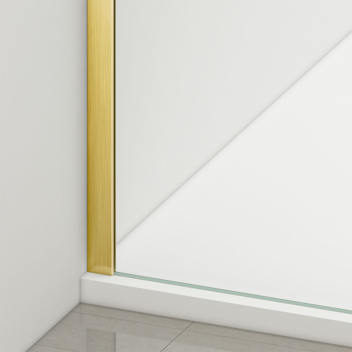 Duschkabine, fester Wand und Schiebetür, 6 mm Sicherheitsglas, 70x90 x100-160 cm,  Profil und Griff in Mattgold, Hanes