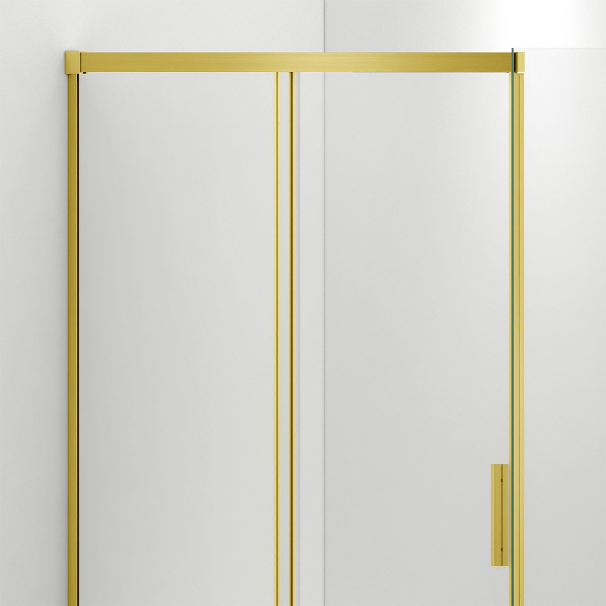 Duschkabine, fester Wand und Schiebetür, 6 mm Sicherheitsglas, 70x90 x100-160 cm,  Profil und Griff in Mattgold, Hanes
