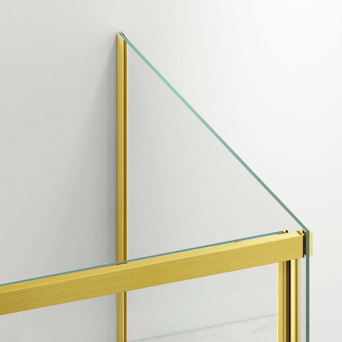 Duschkabine, fester Wand und Schiebetür, 6 mm Sicherheitsglas, 70x90 x100-160 cm,  Profil und Griff in Mattgold, Hanes