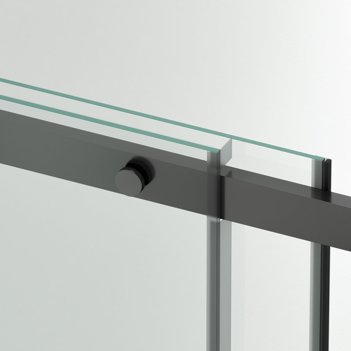 Duschkabine, fester Wand und Schiebetür, 8 mm Sicherheitsglas, Maße 80-90 x 120-140 cm, mattschwarzes Profil, Giorgio