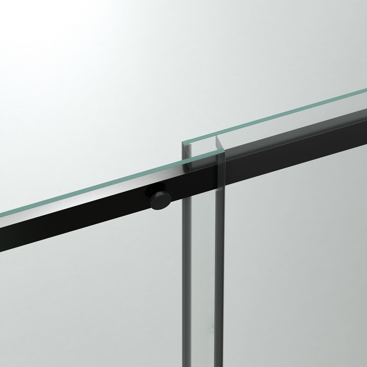 Duschkabine, fester Wand und Schiebetür, 8 mm Sicherheitsglas, Maße 80-90 x 120-140 cm, mattschwarzes Profil, Giorgio