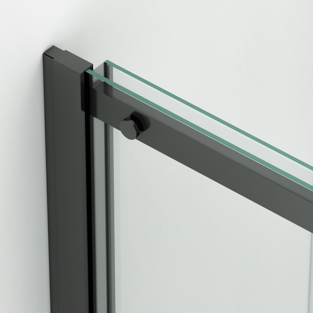 Duschkabine, fester Wand und Schiebetür, 8 mm Sicherheitsglas, Maße 80-90 x 120-140 cm, mattschwarzes Profil, Giorgio