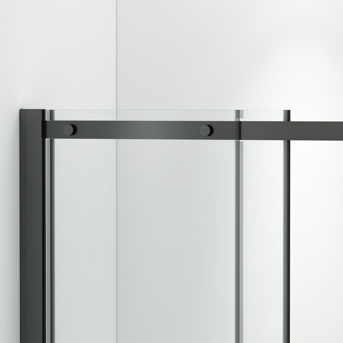 Duschkabine, fester Wand und Schiebetür, 8 mm Sicherheitsglas, Maße 80-90 x 120-140 cm, mattschwarzes Profil, Giorgio