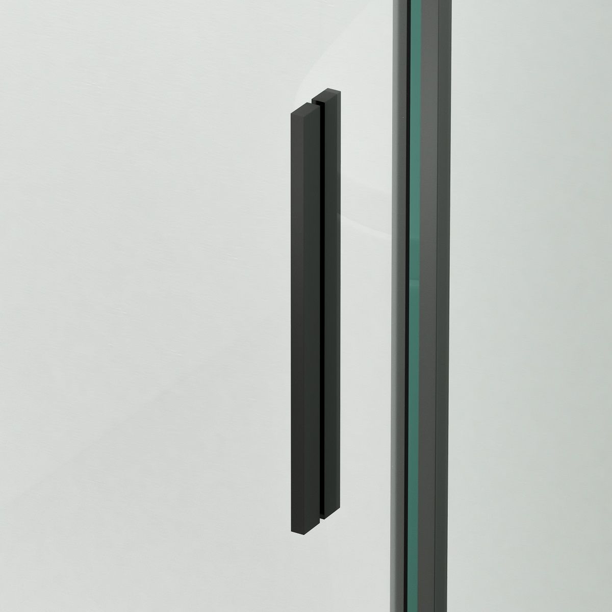 Duschkabine, fester Wand und Schiebetür, 8 mm Sicherheitsglas, Maße 80-90 x 120-140 cm, mattschwarzes Profil, Giorgio
