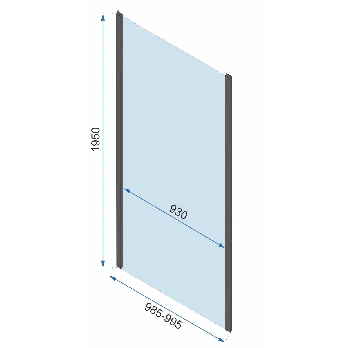 REA-Slide Black Duschkabine, Festwand und Schiebetür, 6 mm Sicherheitsglas, 100 x 150 x 195 cm, Easy Clean