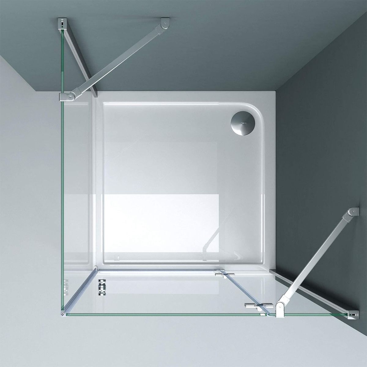 Duschkabine EGO-05, feste Wand und Batanta-Tür, 6 mm Sicherheitsglas, transparent, Maße 70-100 x 90-140 cm
