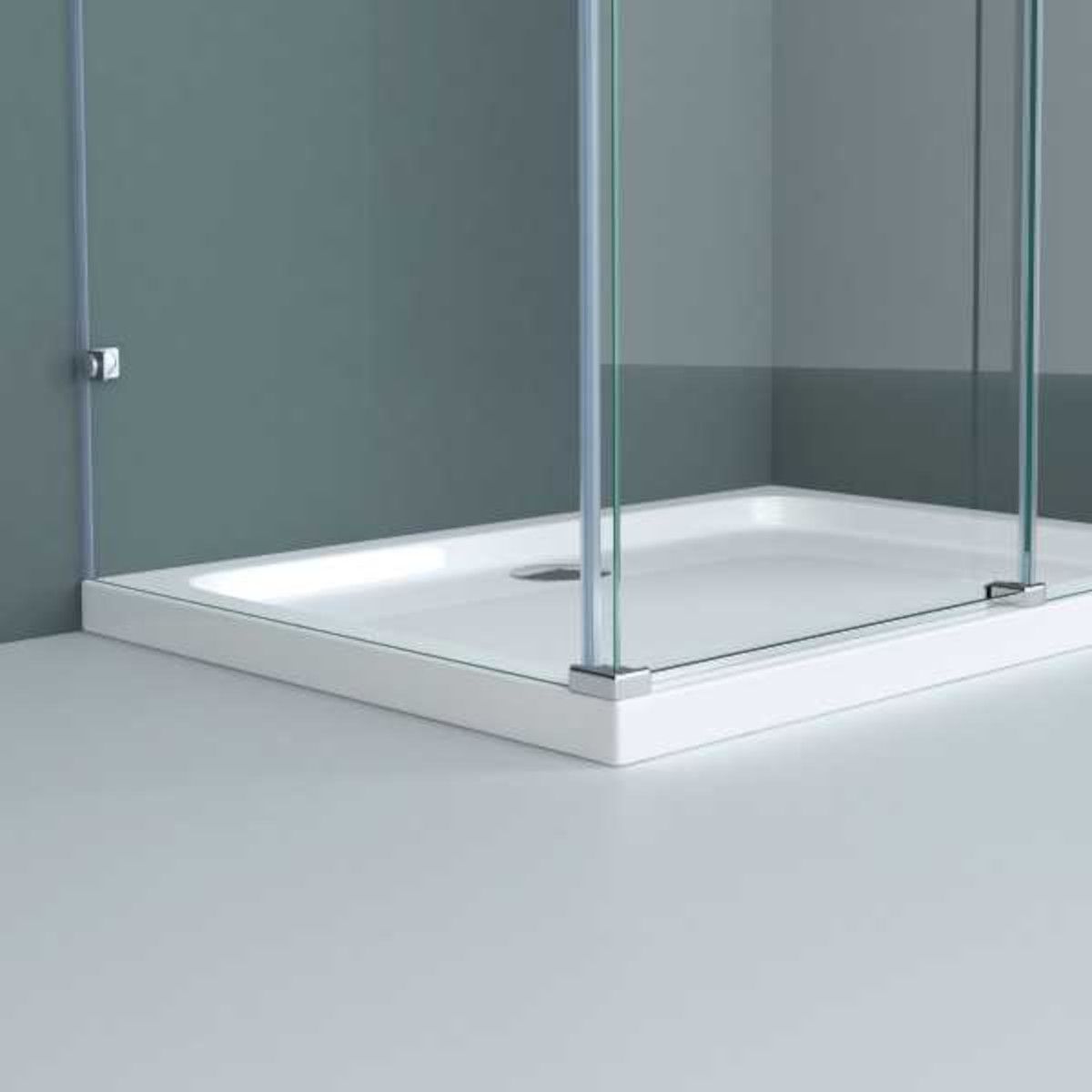 Duschkabine EGO-17-2, Festwand und Schiebetür, 8 mm Sicherheitsglas, rahmenlos, Maße nach Wahl