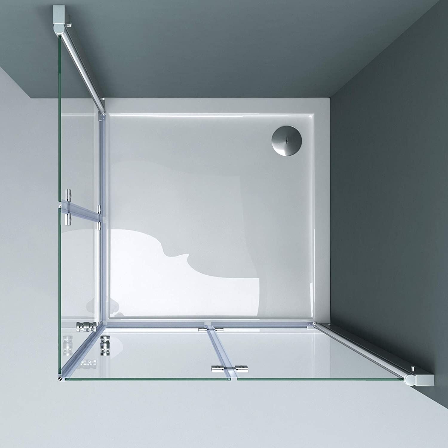 Duschkabine EGO-26, Pendeltüren, 6-mm-Sicherheitsglas, Transparent, Maße nach Wahl