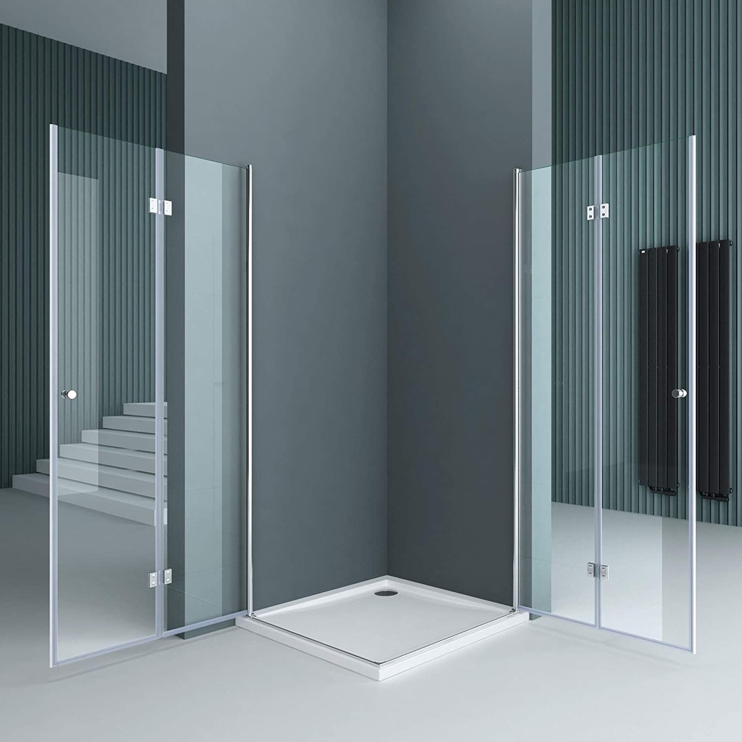 Duschkabine EGO-26, Pendeltüren, 6-mm-Sicherheitsglas, Transparent, Maße nach Wahl
