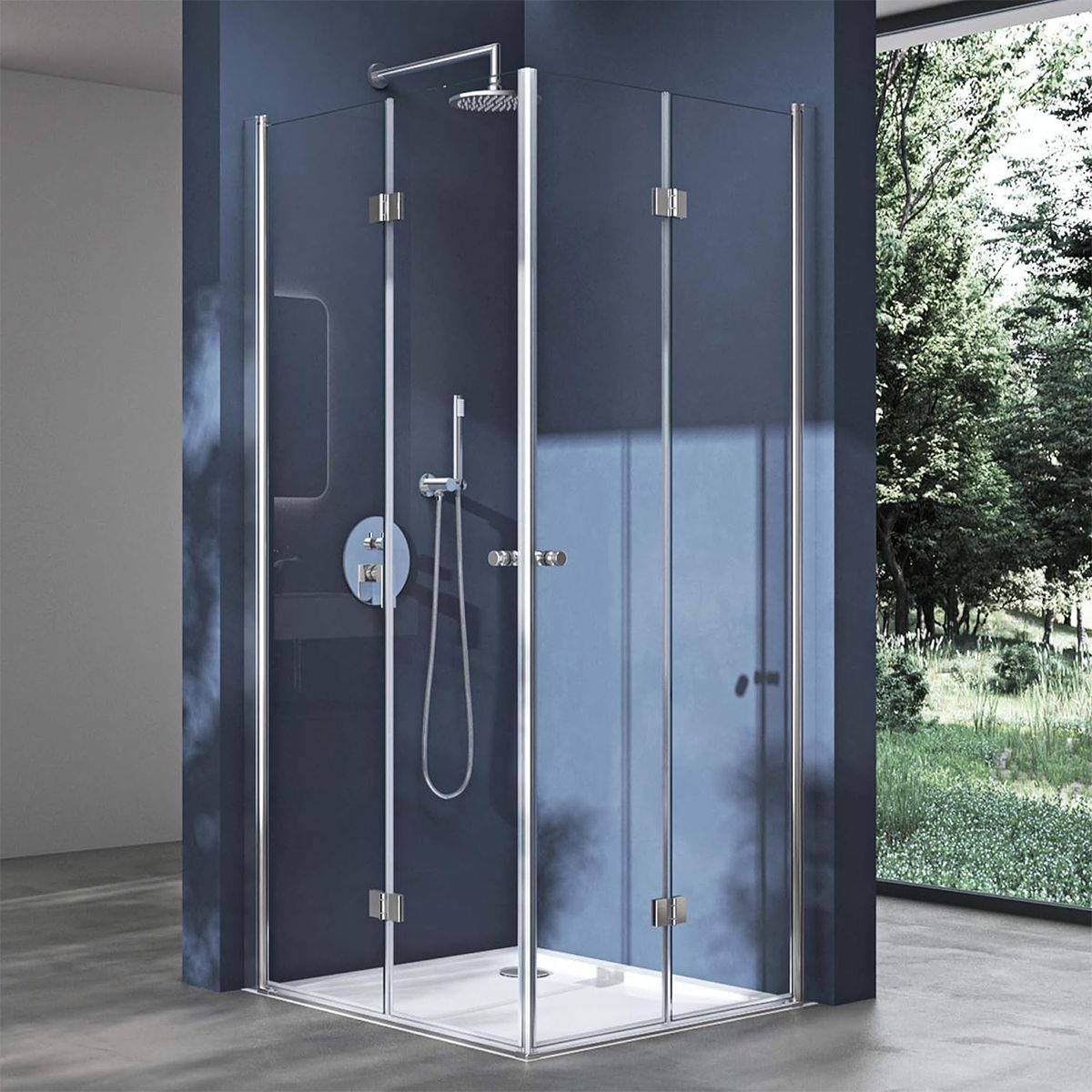 Duschkabine EGO-26, Pendeltüren, 6-mm-Sicherheitsglas, Transparent, Maße nach Wahl