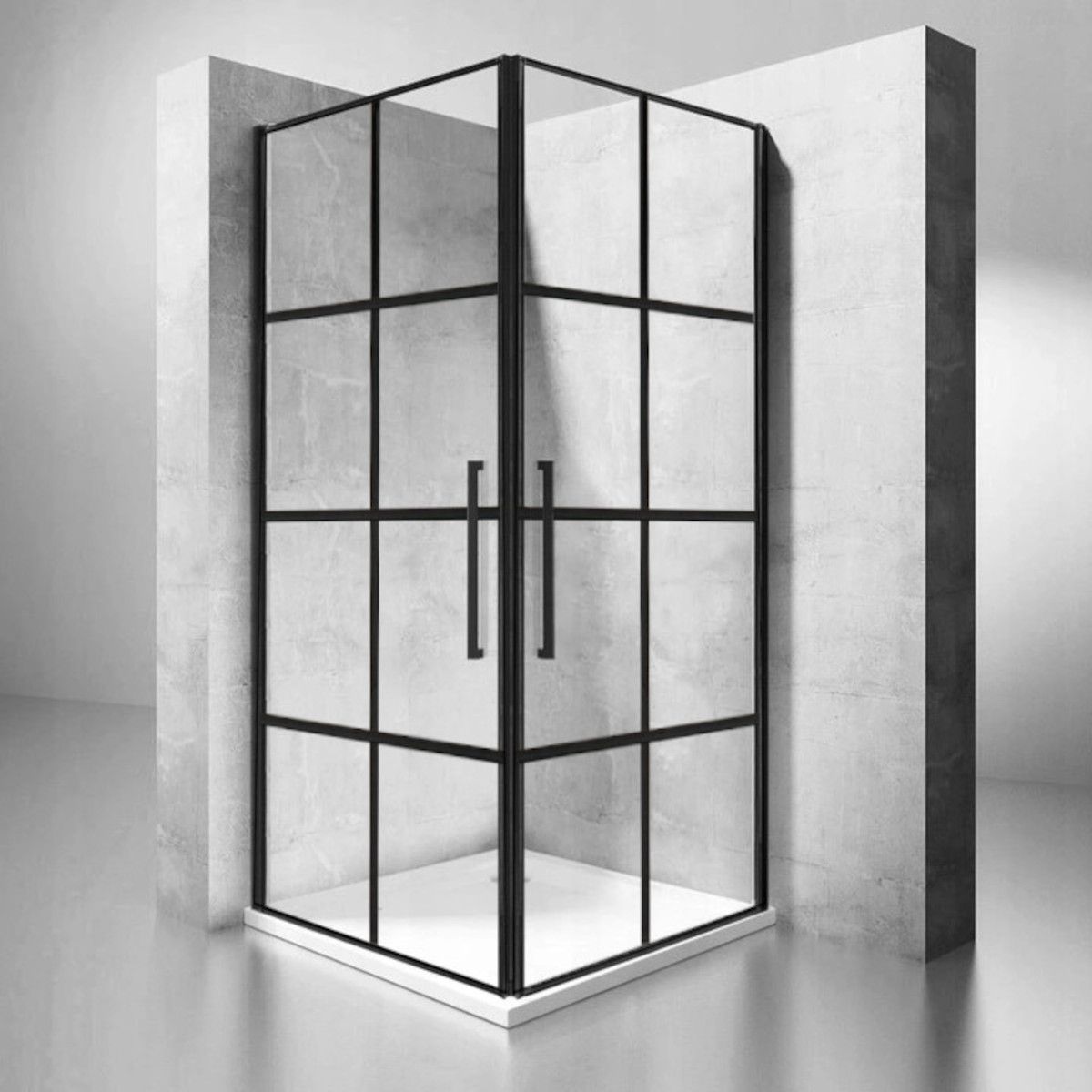 Duschkabine REA-Rubik Black Mat, 80x80x195 cm, 6mm Sicherheitsglas, 2 Flügeltüren