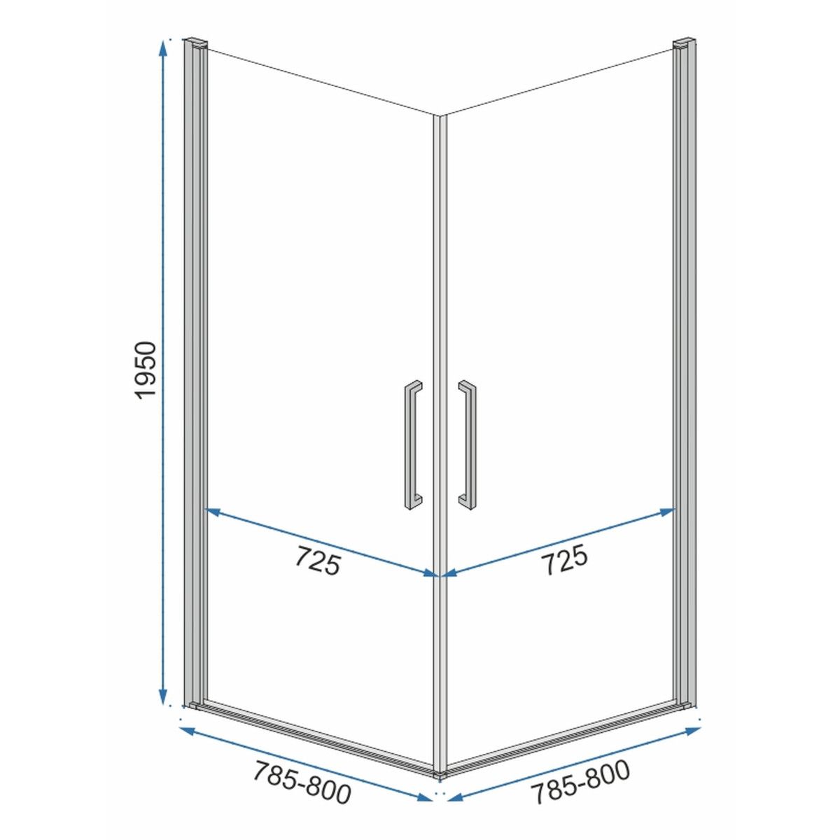 Duschkabine REA-Rubik Black Mat, 80x80x195 cm, 6mm Sicherheitsglas, 2 Flügeltüren