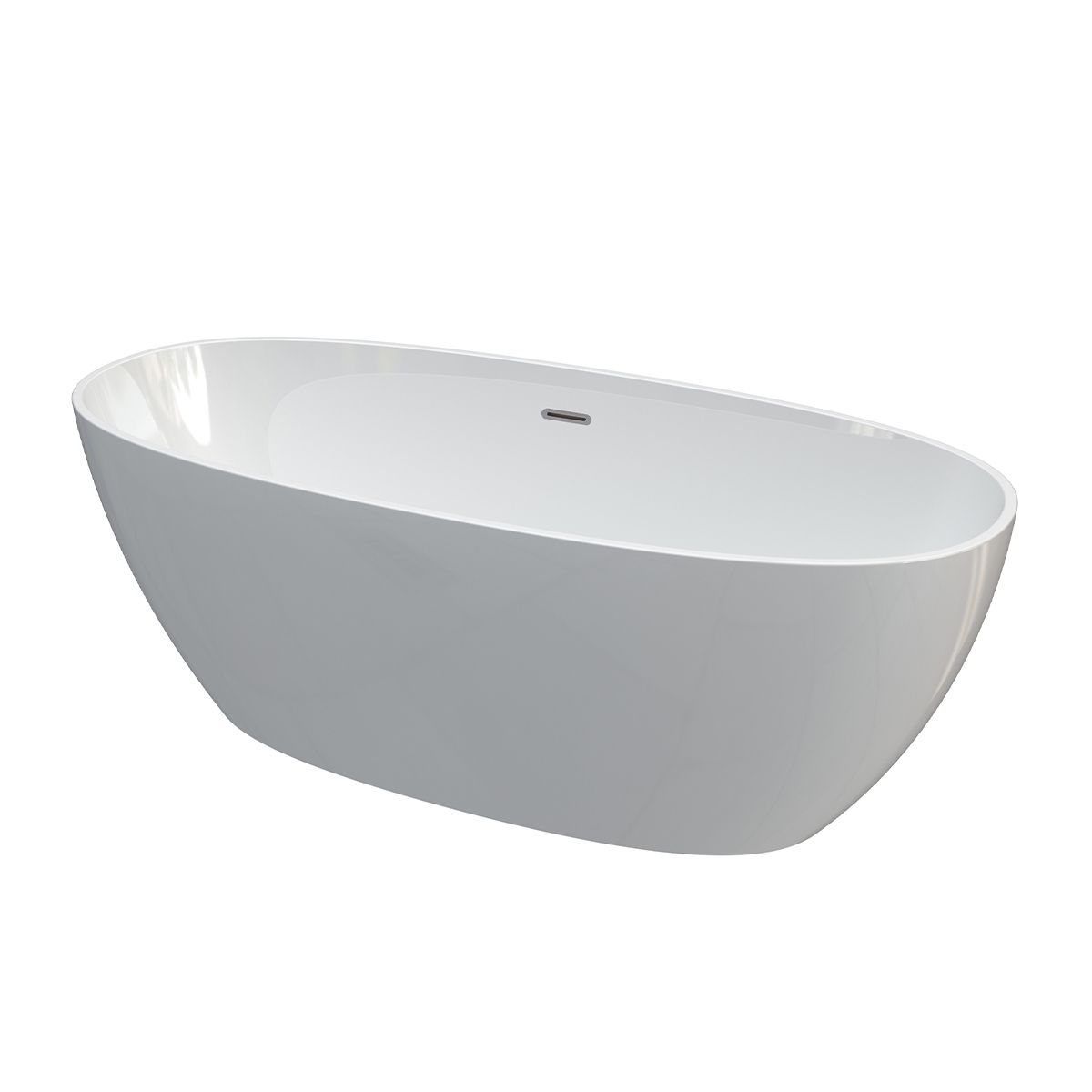 Badewanne aus Sanitäracryl, Glänzend Weiß Innen/Außen, 170x82 cm, thermische Isolierung, freistehend, Linea