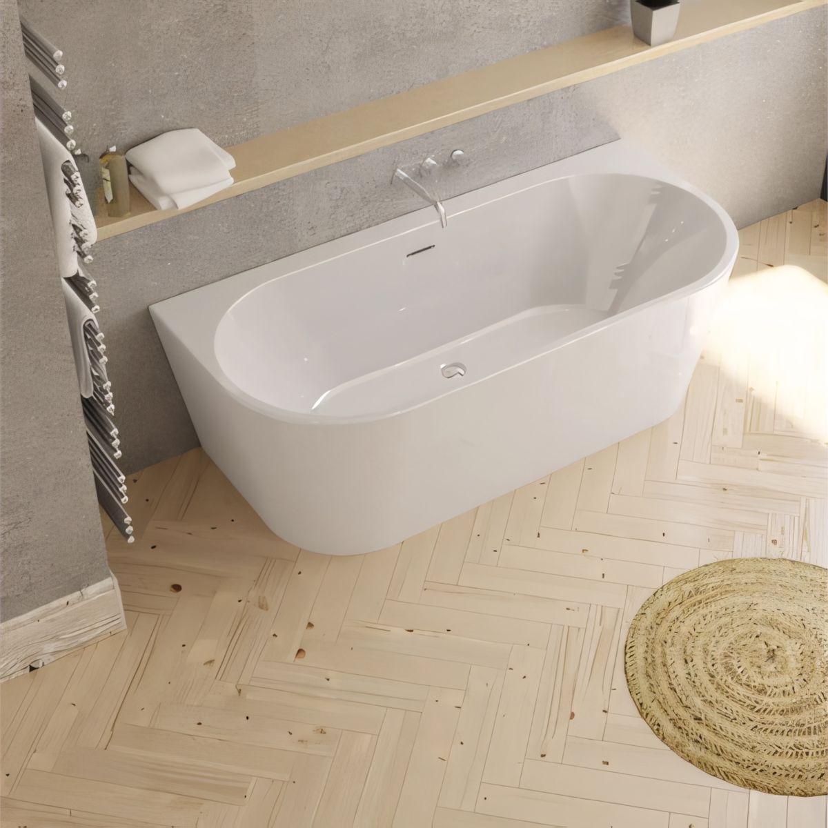 Freistehende Badewanne, glänzend Weiß, thermoaktives Acryl, 170x75 cm, EGO 519