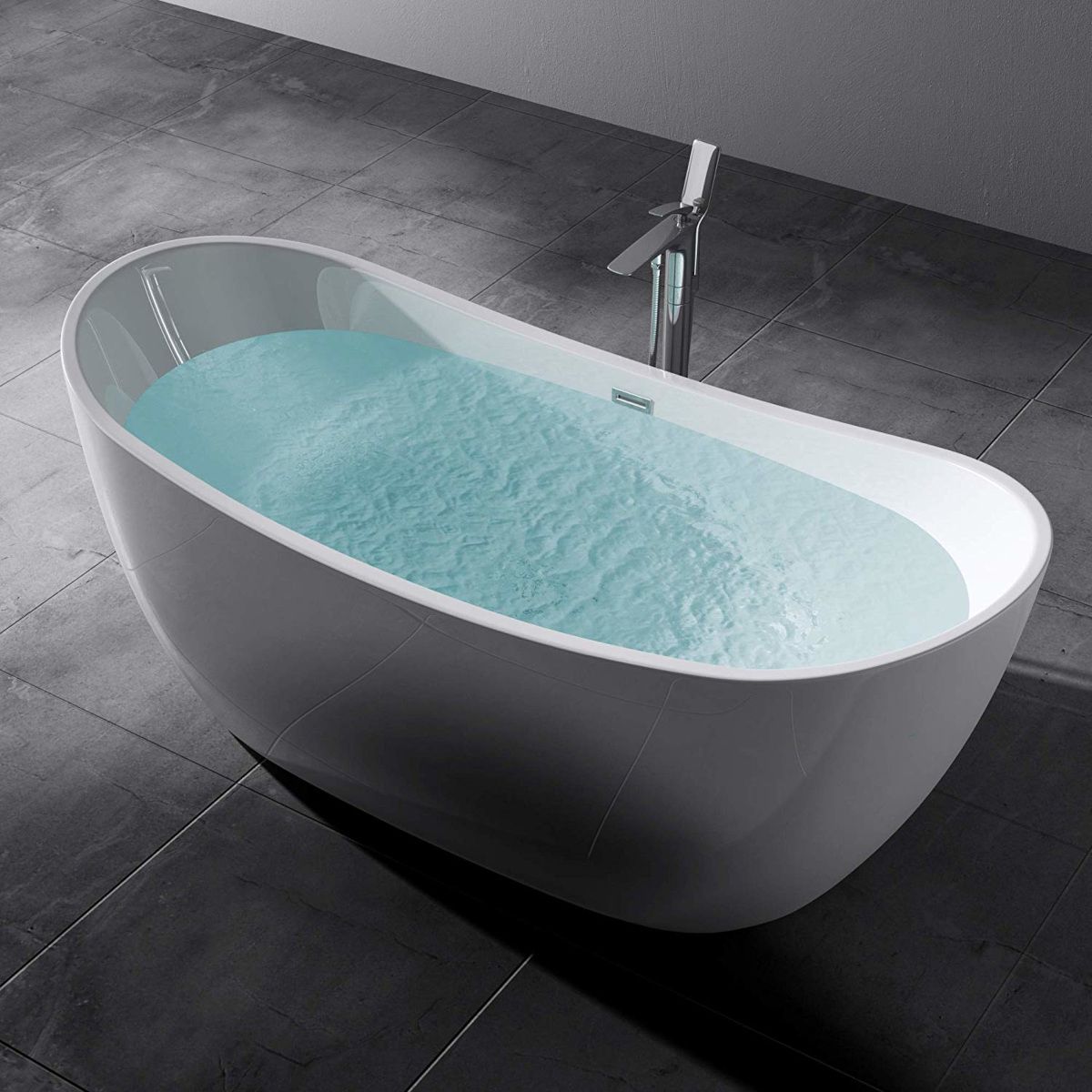 Freistehende Badewanne, glänzend Weiß, thermoaktives Acryl, 180x80 cm, EGO 502