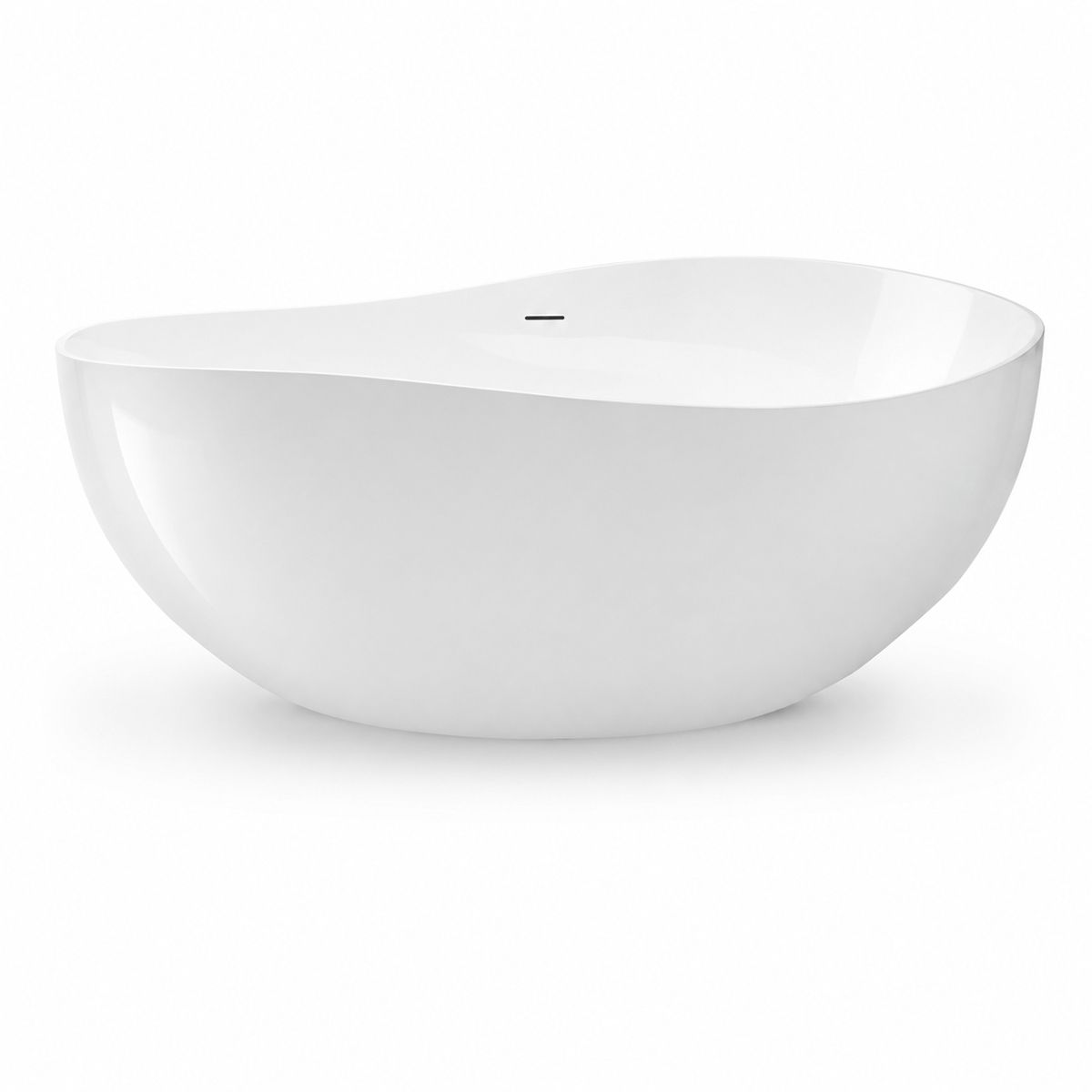 Badewanne, Mineralwerkstoff, freistehend, inklusive weißem Abfluss, Hochglanzweiß, 160 x 80 cm, Sofia
