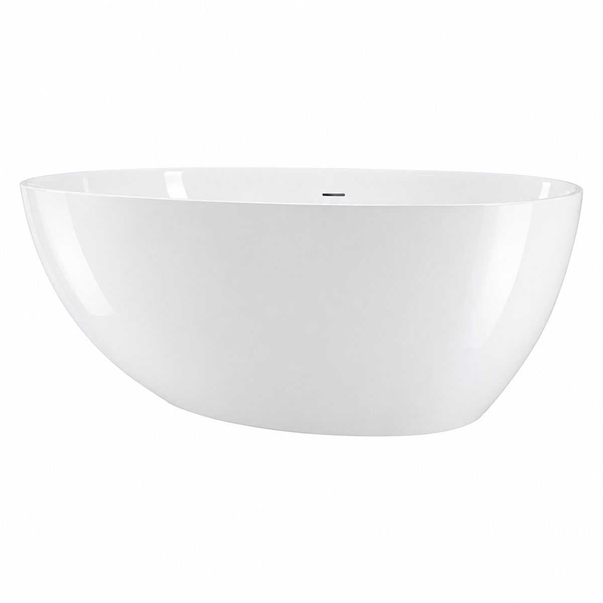 Badewanne, Mineralwerkstoff, freistehend, inklusive weißem Abfluss, Hochglanzweiß, 170 x 78 cm, Aveline