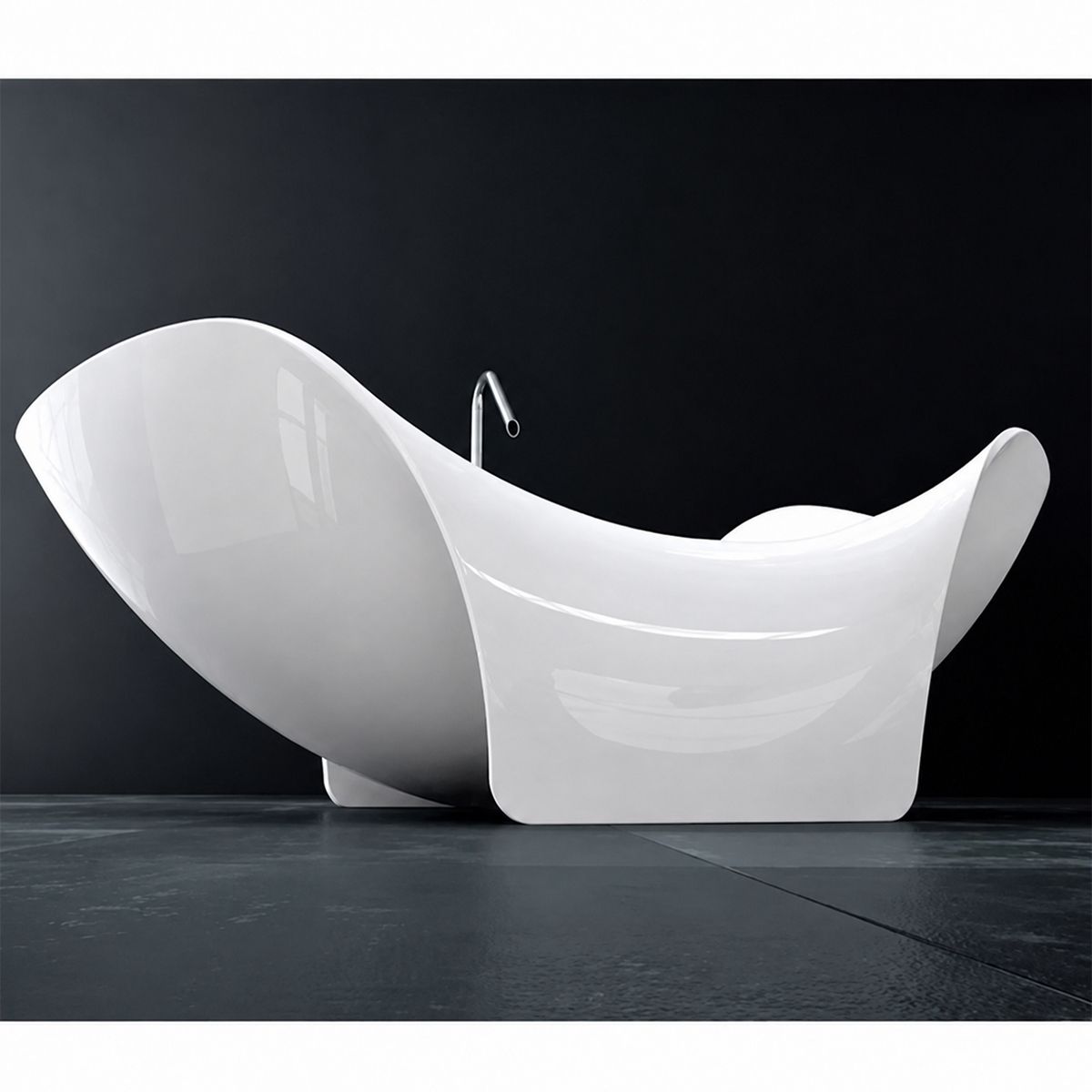 Badewanne, Mineralwerkstoff, freistehend, inklusive weißem Abfluss, Hochglanzweiß, 170 x 82 x 62 cm, Nirvana