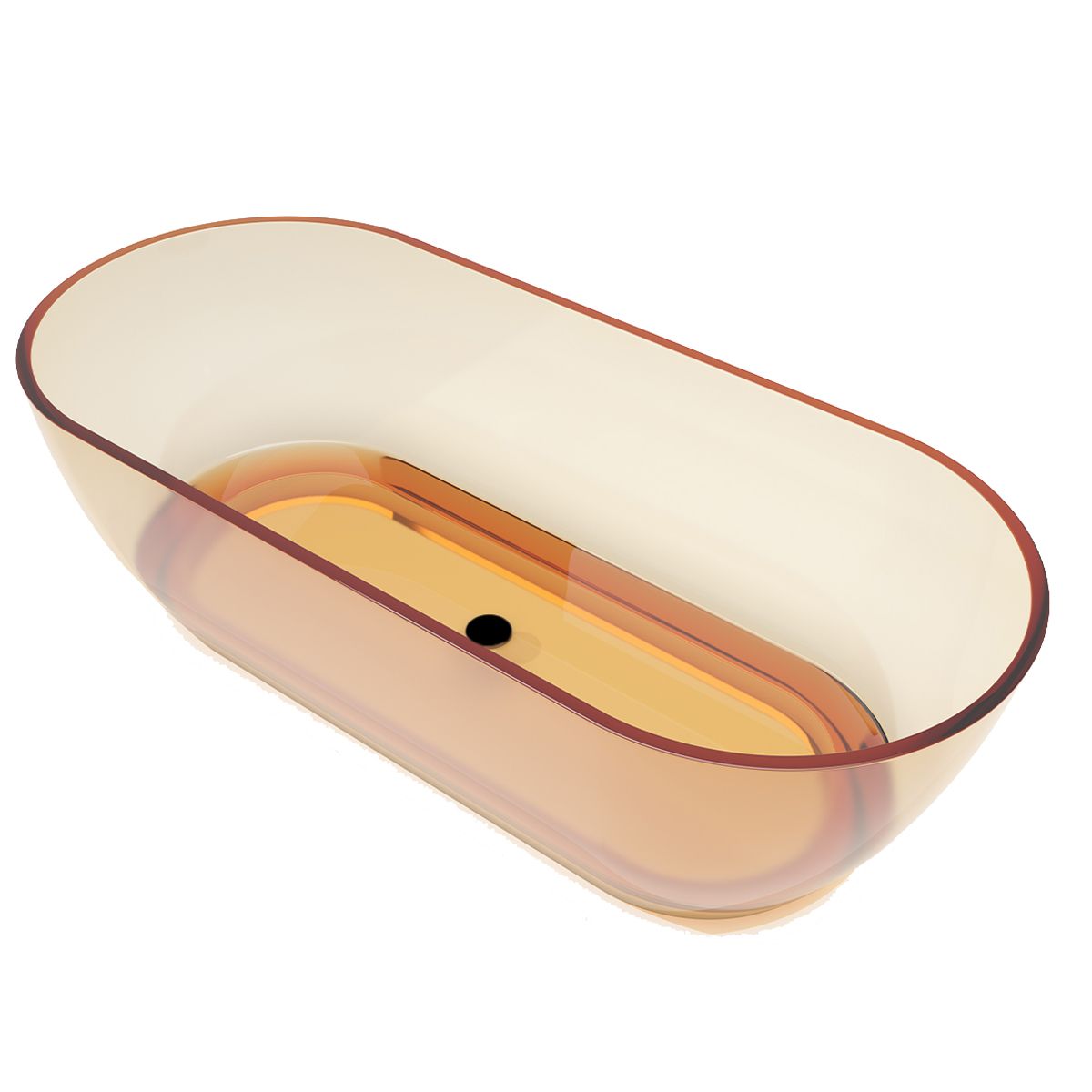 Freistehende Badewanne, CristalMood, Transparent Gold, 170x80 cm, mit Ablaufventil, Sole