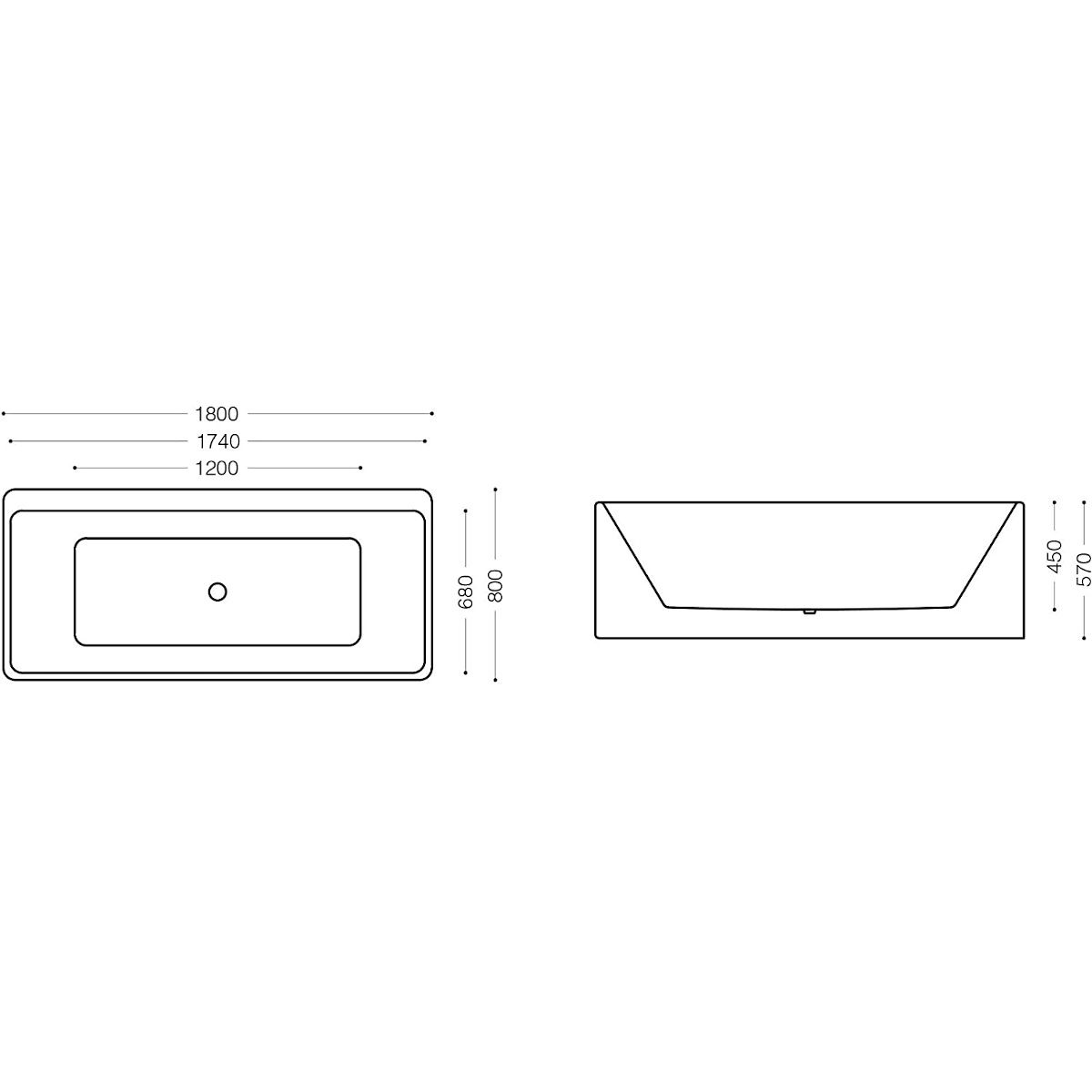 Badewanne EGO 601S, freistehend, 170 oder 180 cm, integrierte Armatur mit verchromtem Finish, thermoaktives Sanitäracryl, Weiß