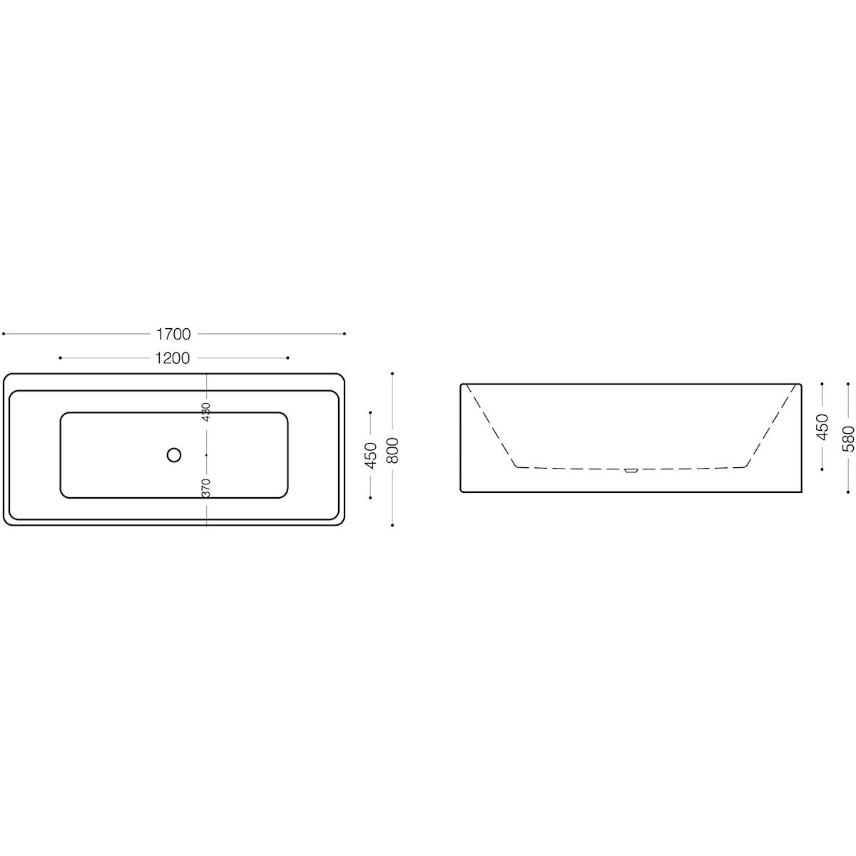 Badewanne EGO 601S, freistehend, 170 oder 180 cm, integrierte Armatur mit verchromtem Finish, thermoaktives Sanitäracryl, Weiß