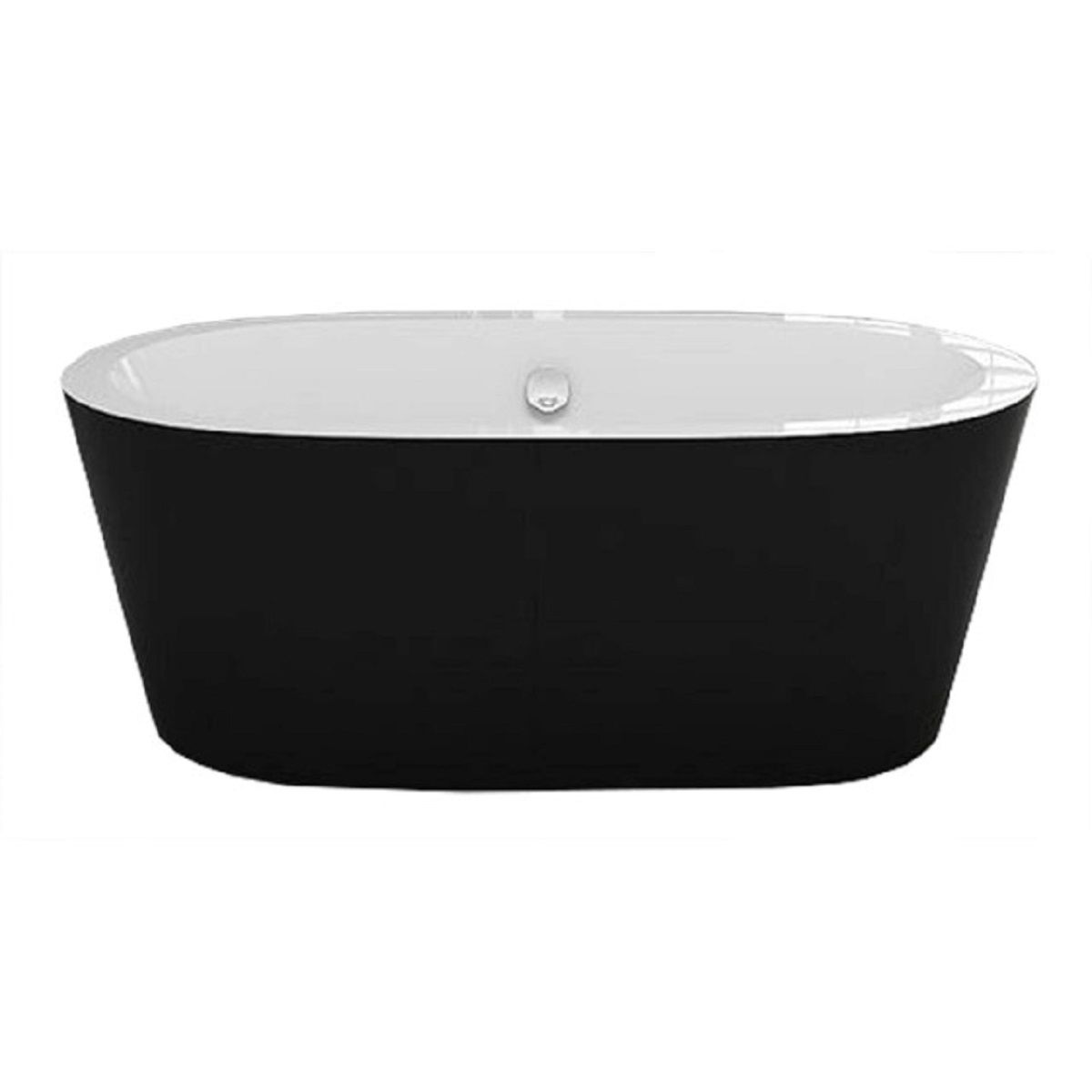 EGO Felix Badewanne, 170 cm, modernes Design, freistehend, Sanitäracryl, schwarz/weiß