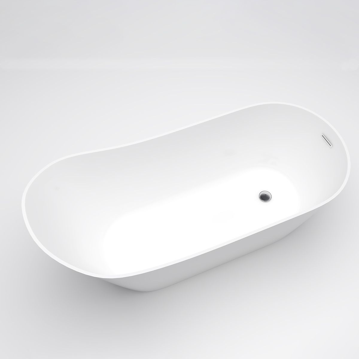 Freistehende Badewanne, Sanitäracryl, glänzend Weiß, 170x75 cm, Wärmedämmung, Agota