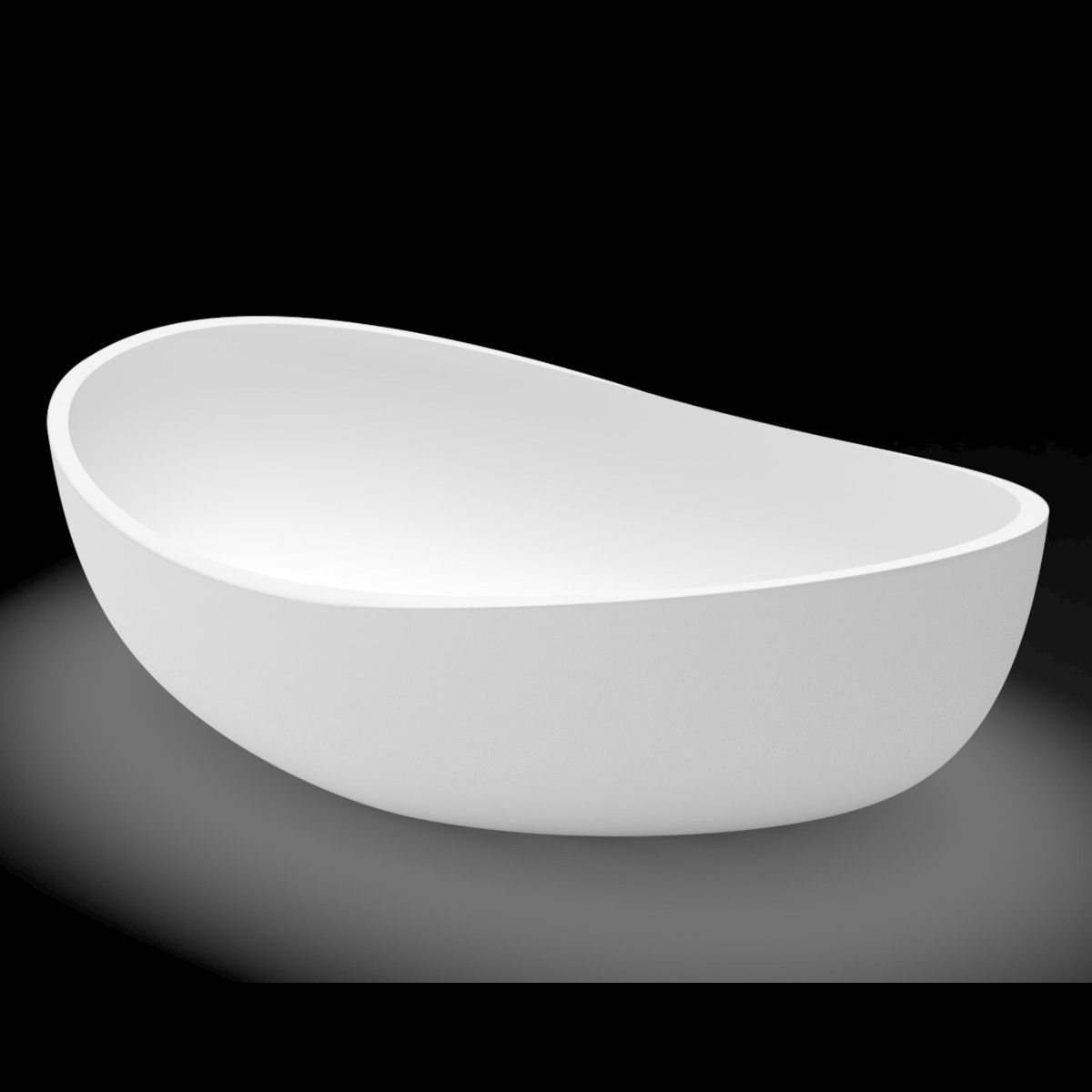 Freistehende Badewanne, Mineralkomposit, inklusive weißem Ventil, glänzend Weiß, 180x109 cm, Lirio